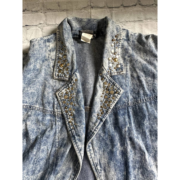 1980's Vintage Acid Washed Jean Duster PG Collections, Studs, Women Size 6 - Picture 3 of 12